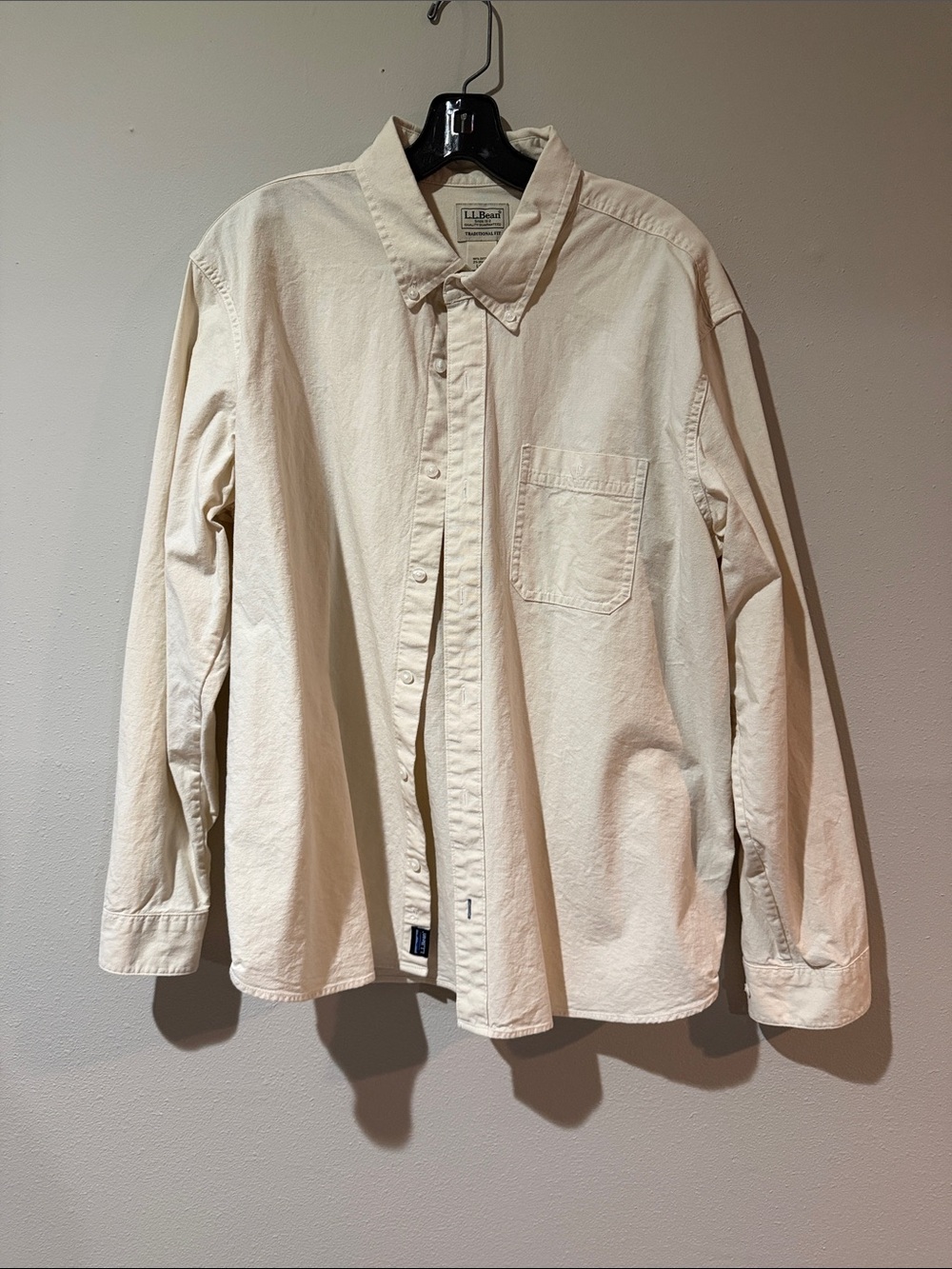 L.L. Bean Men's Cream Cotton Button-Up Shirt